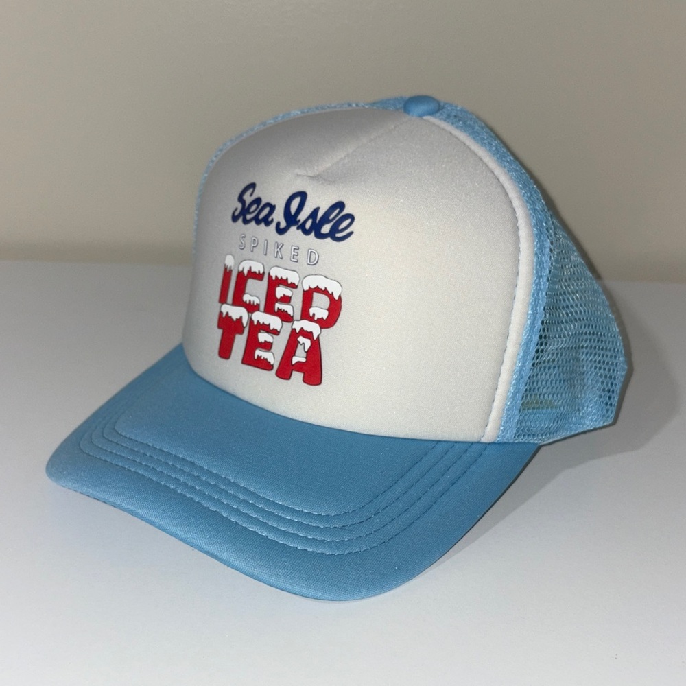 Sea Isle Spiked Ice Tea Blue and White Trucker Hat